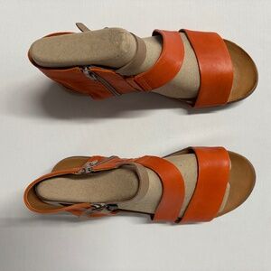Chic Orange Leather Sandals for Women